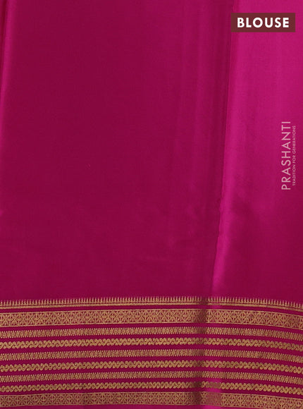 Pure mysore silk mehendi green and pink with plain body and zari woven border