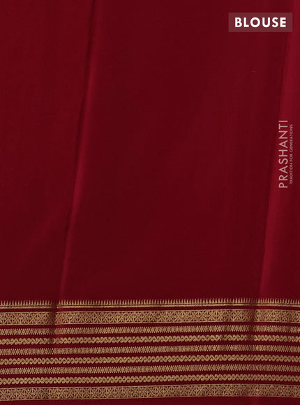 Pure mysore silk peach shade and maroon with plain body and zari woven border