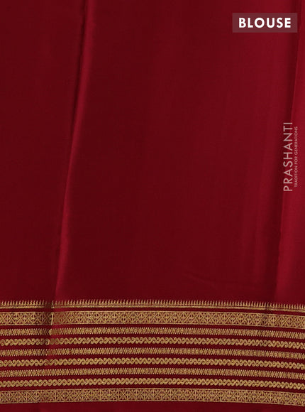 Pure mysore silk bottle green and maroon with plain body and zari woven border