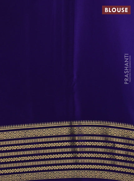 Pure mysore silk cs blue and blue with plain body and zari woven border