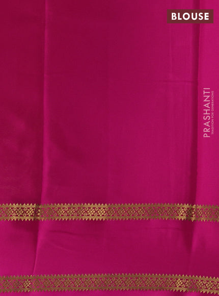 Pure mysore silk fluorescent green and pink with plain body and rettapet zari woven border