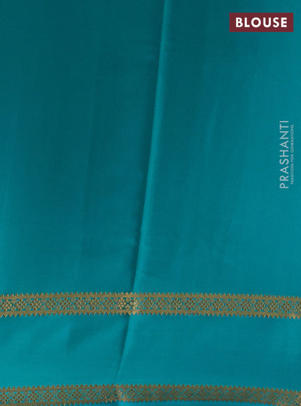 Pure mysore silk violet and teal blue with plain body and rettapet zari woven border
