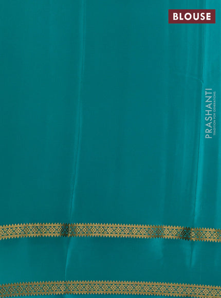 Pure mysore silk pastel teal green and teal green with plain body and rettapet zari woven border
