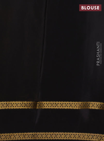 Pure mysore silk mustard yellow and black with plain body and rettapet zari woven border