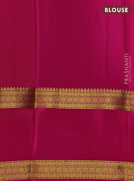 Pure mysore silk light green and pink with plain body and rettapet zari woven border