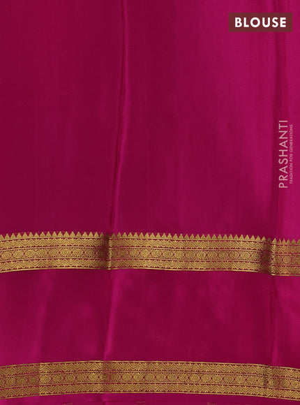 Pure mysore silk violet and pink with plain body and rettapet zari woven border
