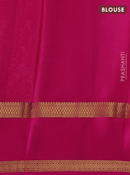 Pure mysore silk cream and pink with allover small zari checked pattern and rettapet zari woven border