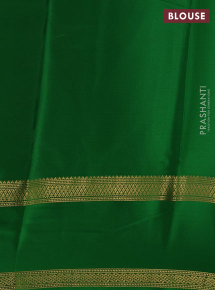Pure mysore silk purple and green with allover small zari checked pattern and rettapet zari woven border