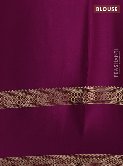Pure mysore silk peach pink and magenta pink with allover small zari checked pattern and rettapet zari woven border