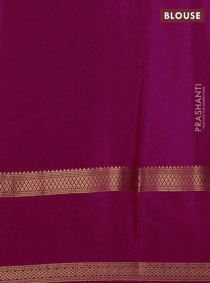 Pure mysore silk coffee brown and pink with allover small zari checked pattern and rettapet zari woven border