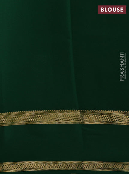 Pure mysore silk maroon and green with allover small zari checked pattern and rettapet zari woven border