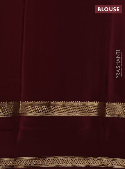 Pure mysore silk rust shade and coffee brown with allover small zari checked pattern and rettapet zari woven border