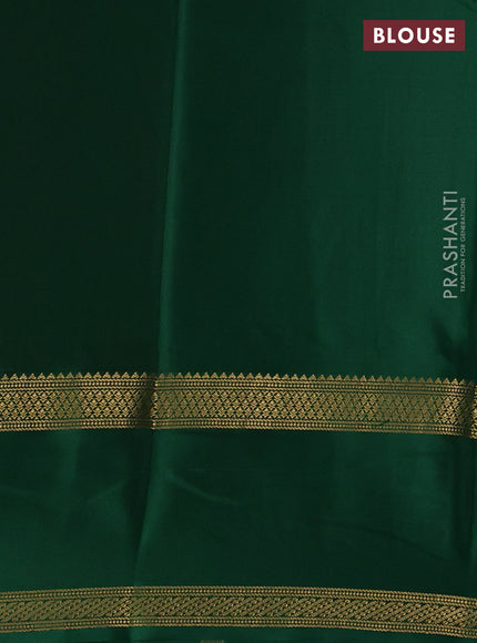 Pure mysore silk maroon and green with allover small zari checked pattern and rettapet zari woven border