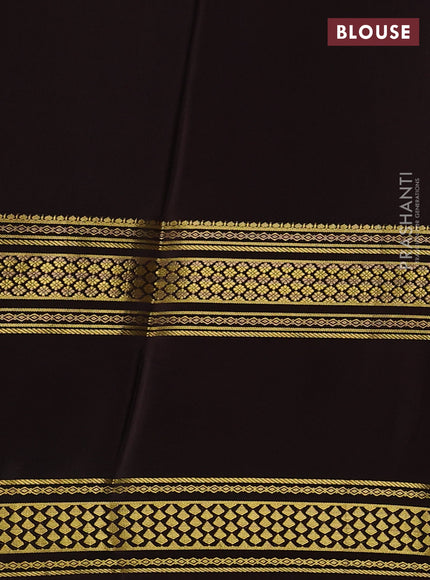 Pure mysore silk lavender and coffee brown with plain body and rettapet zari woven border