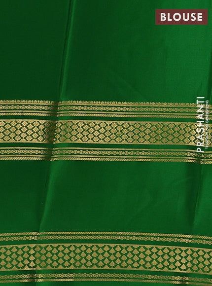 Pure mysore silk saree coffee brown and green with plain body and rettapet zari woven border