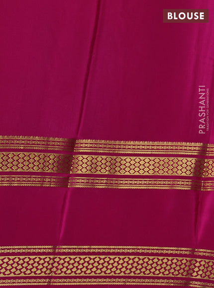 Pure mysore silk teal green and pink with plain body and rettapet zari woven border
