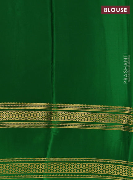 Pure mysore silk coffee brown and green with plain body and rettapet zari woven border