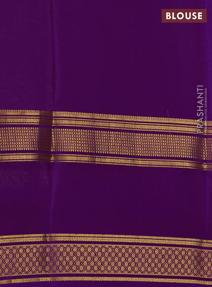 Pure mysore silk cream and purple with plain body and rettapet zari woven border