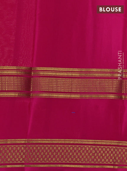 Pure mysore silk cream and pink with plain body and rettapet zari woven border
