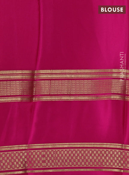 Pure mysore silk light green and pink with plain body and rettapet zari woven border