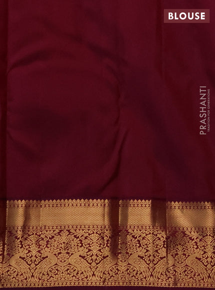 Pure kanchipuram silk saree pink and deep wine with allover zari woven brocade weaves and zari woven korvai border