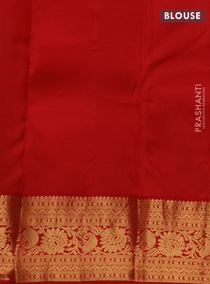Pure kanchipuram silk saree off white and red with allover zari woven brocade weaves and zari woven border