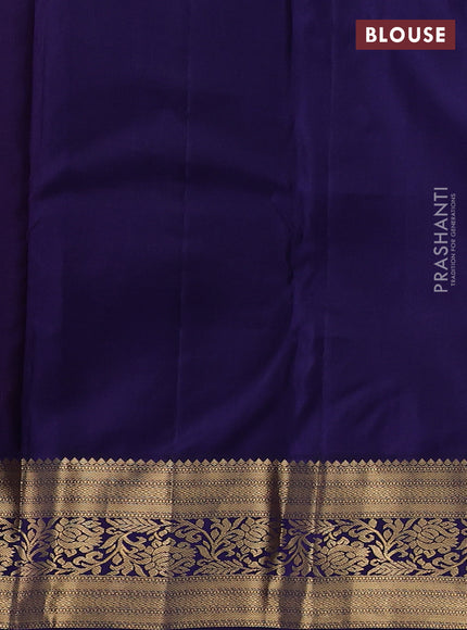 Pure kanchipuram silk saree pink and navy blue with allover zari woven brocade weaves and zari woven border