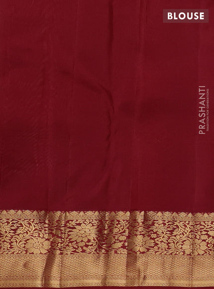 Pure kanchipuram silk saree pista green and maroon with allover zari woven brocade weaves and zari woven korvai border