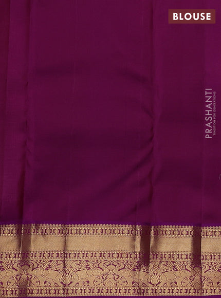 Pure kanchipuram silk saree light pink and purple with allover zari woven brocade weaves and zari woven border