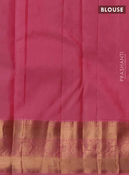 Pure kanchipuram silk saree violet and light pink with allover zari woven brocade weaves and rich zari woven border