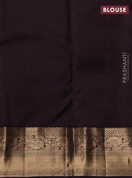 Pure kanchipuram silk saree teal green and coffee brown with allover zari woven brocade weaves and zari woven border