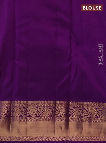 Pure kanchipuram silk saree lavender and purple with allover zari woven brocade weaves and rich zari woven border