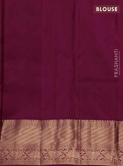 Pure kanchipuram silk saree teal green and wine shade with allover zari woven brocade weaves and zari woven border