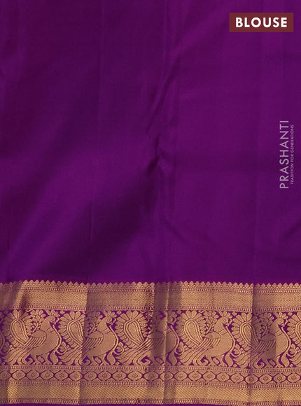 Pure kanchipuram silk saree lavender and purple with allover zari woven brocade pattern and zari woven korvai border