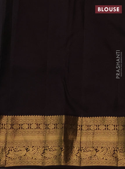 Pure kanchipuram silk saree teal blue and deep wine with allover zari woven brocade weaves and zari woven border