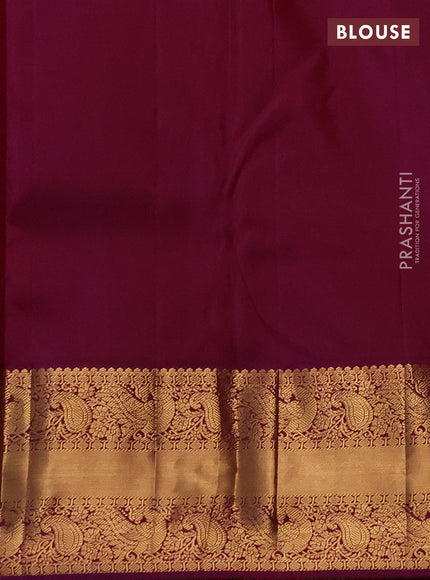 Pure kanchipuram silk saree pink and purple with allover zari woven brocade weaves and rich zari woven korvai border
