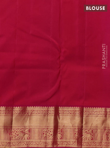 Pure kanchipuram silk saree bottle green and pink with allover zari woven brocade weaves and rich zari woven korvai border