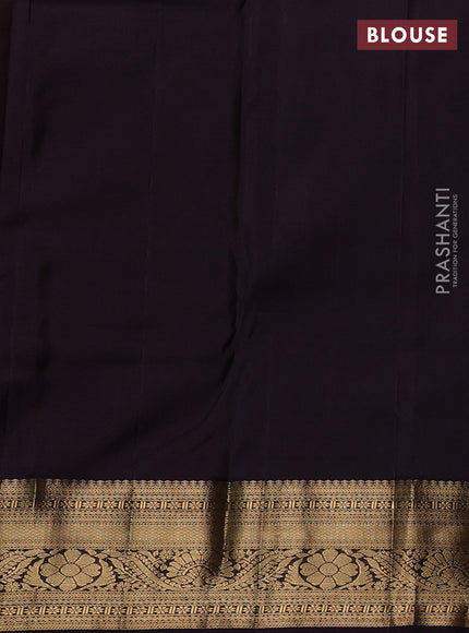 Pure kanchipuram silk saree orange and deep wine with allover zari woven brocade weaves and zari woven korvai border