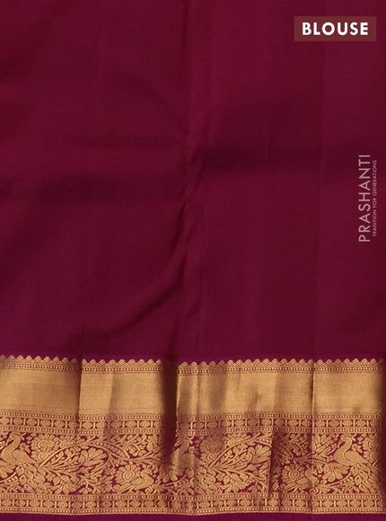 Pure kanchipuram silk saree teal green and magenta pink with allover zari woven brocade weaves and rich zari woven korvai border