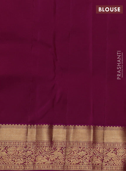 Pure kanchipuram silk saree lavender and magenta pink with allover zari woven brocade weaves and rich zari woven border