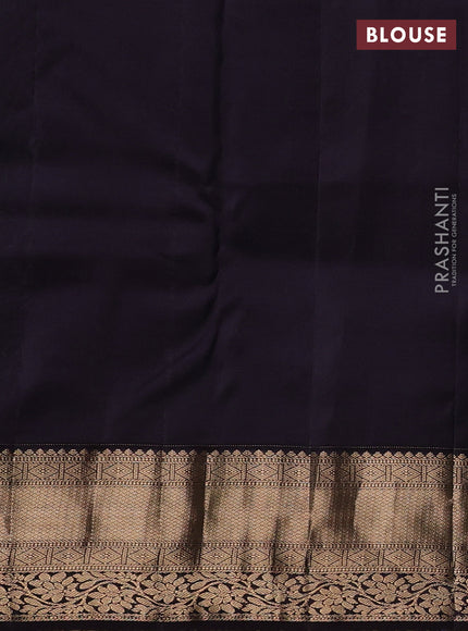 Pure kanchipuram silk saree teal green and coffee brown with allover zari woven brocade weaves and zari woven korvai border