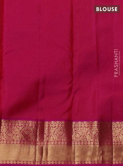 Pure kanchipuram silk saree peacock blue and pink with allover zari woven brocade weaves and zari woven border