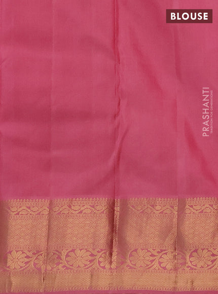 Pure kanchipuram silk saree magenta pink and light pink with allover zari woven brocade weaves and zari woven korvai border