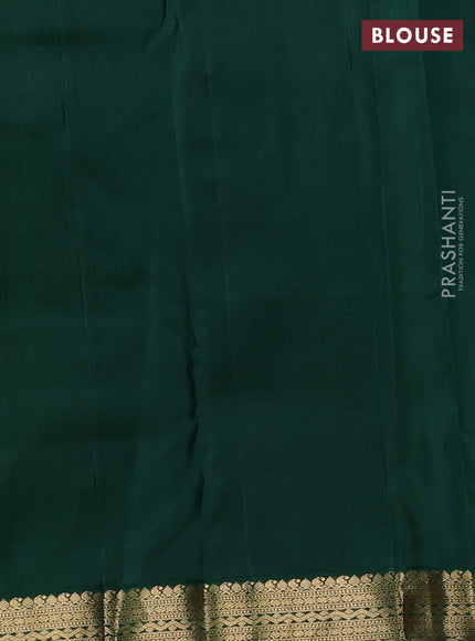 Pure kanchipuram silk saree dual shade of pinkish orange and green with allover zari woven brocade weaves and zari woven border