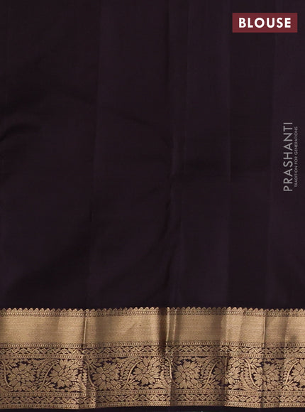 Pure kanchipuram silk saree peach orange and coffee brown with allover zari woven brocade weaves and rich zari woven border