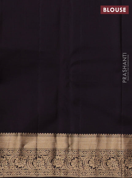 Pure kanchipuram silk saree peach pink and coffee brown with allover zari woven brocade weaves and rich zari woven border
