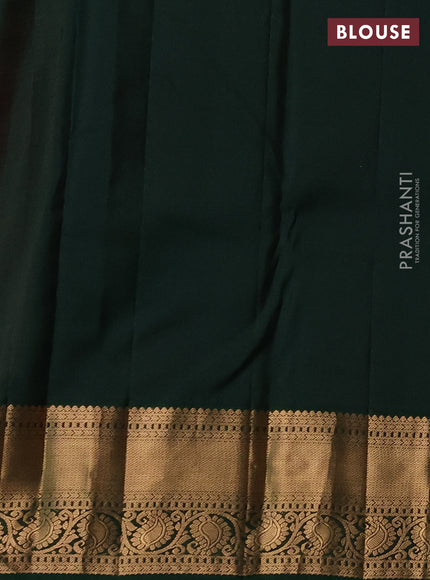 Pure kanchipuram silk saree peach pink and green with allover zari woven brocade weaves and zari woven border