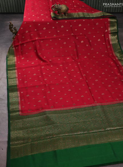 Chiniya silk saree maroon and bottle green with allover thread & zari woven buttas and woven border