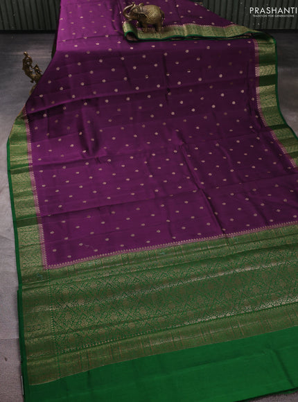 Chiniya silk saree deep purple with allover thread & zari woven buttas and woven border