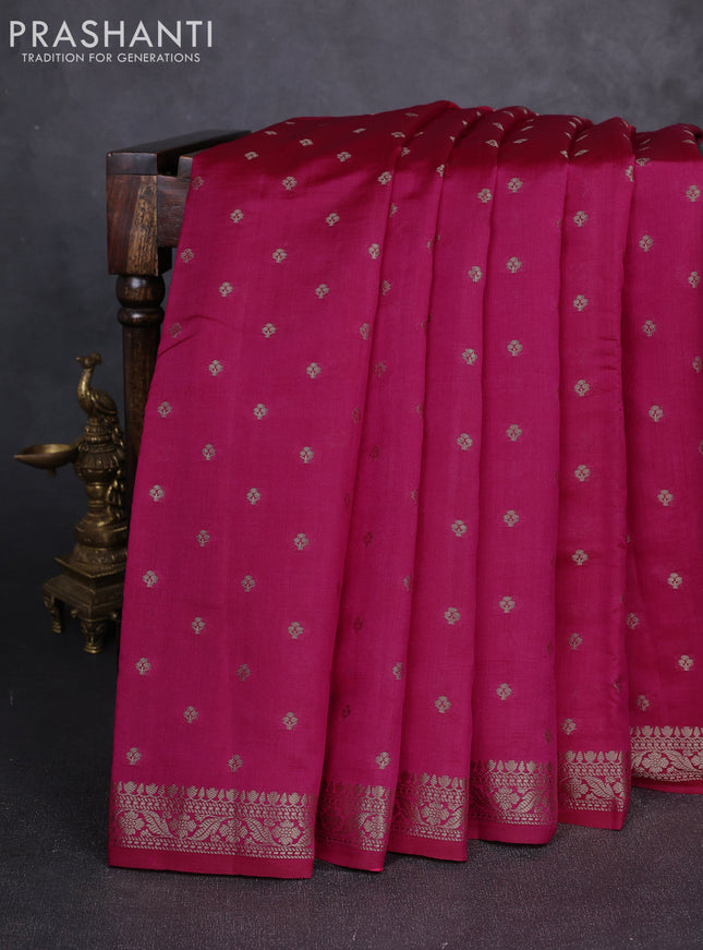 Chiniya silk saree pink with allover thread & zari woven buttas and zari woven border